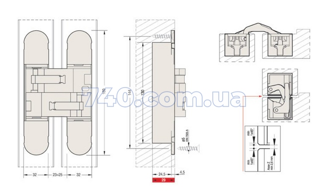 Дверна завіса CEAM 1131 S 3D матове срібло 40-00113103 фото