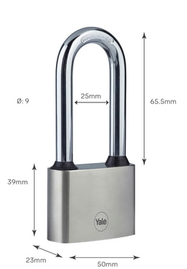 Замок навесной YALE Y112/50/165, &Oslash;скобы 9mm, w=50mm, h=165mm, 3 ключа 55-11 фото