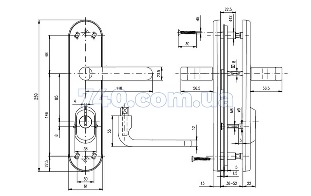 Фурнитура защитная ROSTEX *Solid-Pro+ F mov-mov din Plate 85мм Нерж.сталь_мат 13мм 56-70мм 4класс Solid Nerz_mat Комплект 40-0044341 фото