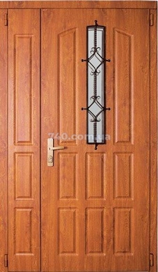 Входные двери двухстворчатые Сталь М, модель Коттедж 2 МДФ 80-0014006 фото