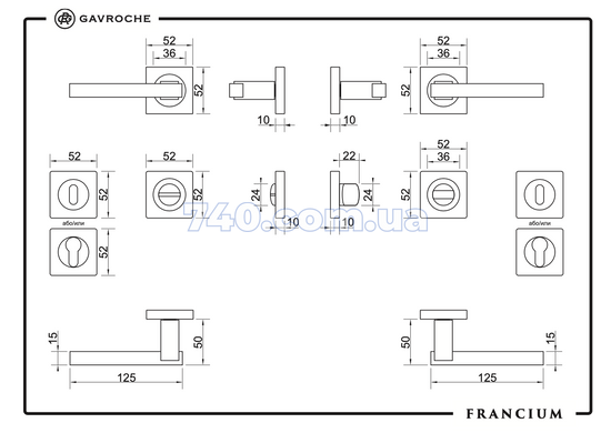 Дверна ручка GAVROCHE Francium-FR A1 бронза 49-206 фото