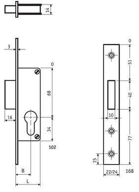Замок врізний SANTOS DIN 721 UNIV BS35 мм SS 22мм FOREND w/o_SP 50-1385 фото