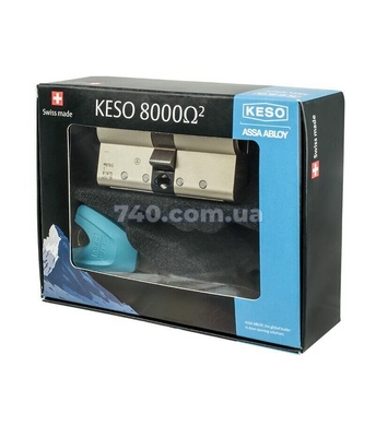 Циліндр Keso din_mod_kk B 8000_Ω2 90 nm 40X50 cam30 3key tr_petrol _extralong_42,5mm 1832 box 40-0135489 фото