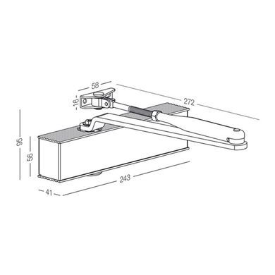 Доводчик со стандартной тягой накладной ECO-Schulte TS-50 SG/ES/ӦD 1-5 SILVER серебряный 44-1262 фото