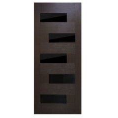 Межкомнатные двери ПВХ Омис, модель Домино 700 венге/черное стекло 80-0015194 photo