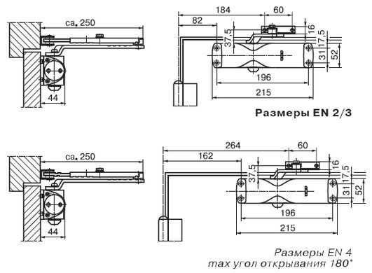 Дверной доводчик Geze TS 1000 С EN 2/3 до 60 кг, коричневый 40-0009551 фото