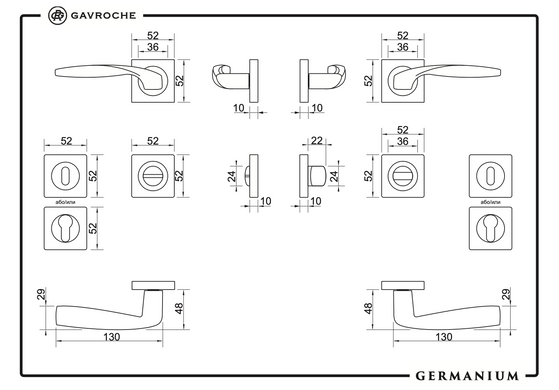 Дверна ручка GAVROCHE Germanium-GE A1 бронза 49-208 фото