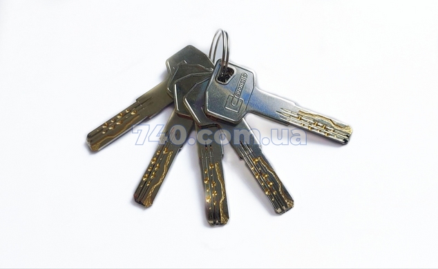 Цилиндр Buonellе B10CP3030SCX6 30x30T мм ключ/поворотник, 5 ключей + 1 монтажный ключ, xром матовый 59074 фото