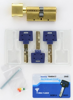 Цилиндр MUL-T-LOCK INTERACTIVE + 62 мм (31х31Т) ключ-тумблер латунь 40-0014446 фото