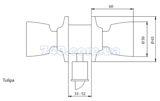 Замок врезной TESA KNOBSET 3503U0 UNIV BS60/70мм Латунь_полірована 33-52мм насквозь TULIP Комплект 44-8333 фото