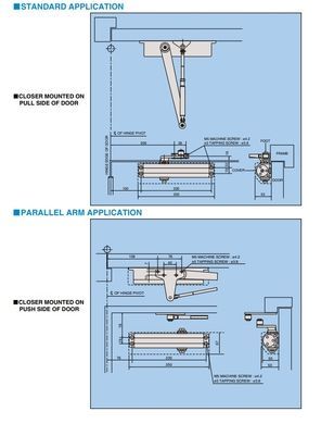 Доводчик накладной RYOBI 2550 DS-2550P DARK_BRONZE BC PRL_HO_ARM EN_1-3 до_60кг 950мм 40-0020322 фото