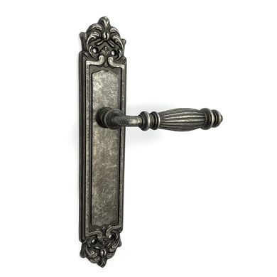 Ручка дверна на планці Fadex Siena Groove 404/P29(Decor). N10 - античне залізо. Без отвору 44-9913 фото