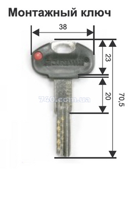 Циліндр Securemme K2 з монтажним ключем 90 (45x45Т) ключ-тумблер 40-0025196 фото