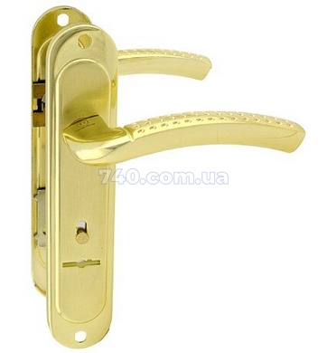Дверна ручка на планці SHERLOCK AL-85-26 золото/золото сатин 40-0131179 фото