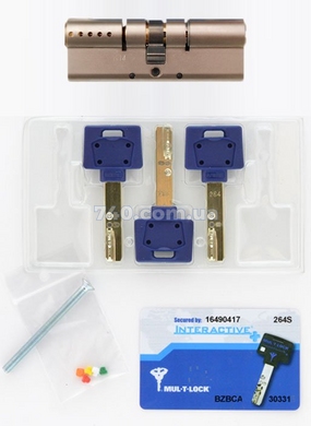 Циліндр MUL-T-LOCK INTERACTIVE + 62 мм (31x31) ключ-ключ матовий хром 40-0014346 фото