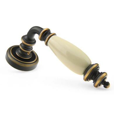 Ручка дверна Fadex Siena Ceramic V. B08-темна бронза/бежева кераміка 40-012667884 фото