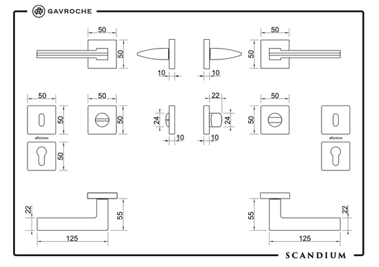 Дверна ручка GAVROCHE Scandium-Sc A1 бронза 49-212 фото