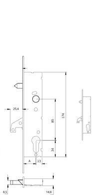 Замок врізний Tesa din 4241BEC univ bs25мм ss 22мм 44-8335 фото