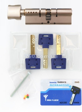Цилиндр MUL-T-LOCK INTERACTIVE + 62 мм (31х31Т) ключ-тумблер матовый хром 40-0014826 фото