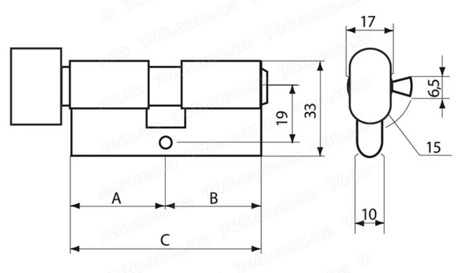 Циліндр GERDA WKE-1 ключ-ключ 30X30 латунь 44-10800 фото
