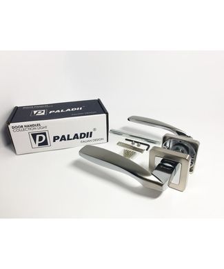 Дверна ручка PALADII розета квадратна алюміній AL ХЕЛЕН SN/CP сатен/хром 44-8237 фото