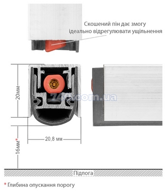 Порог выдвижной PLANET RS 20.8/24x20mm/16mm 50 db 835 мм профильные FIRE 44-9535 фото