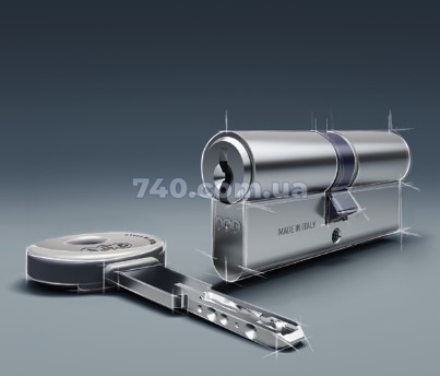 Цилиндр AGB ScudoDCK/90мм, ключ-ключ, 40X50, матовый никель 44-7452 фото