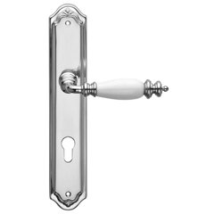 Ручка дверна на планці Fadex Siena 473/P04(Firenze). C01-хром полірований/біла кераміка. PZ 85 мм 44-9918 фото