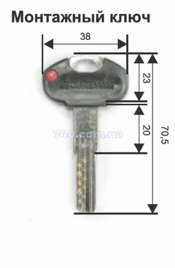 Цилиндр Securemme K2 с монтажным ключом 70 (40Tx30) ключ-тумблер 40-0039131 фото
