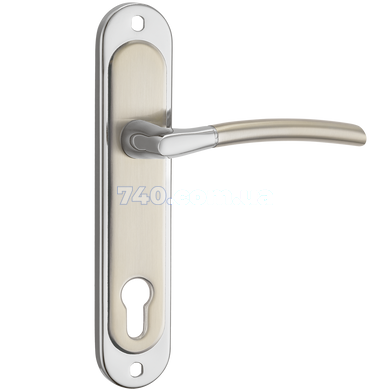 Ручка дверная на планке под цилиндр ESSE LINDE A-1210-85 SN/CP матовый никель/полированный хром 44-1180 фото