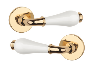 Дверна ручка APRILE DIANELLA R 7S AS поліроване золото/біла кераміка LG/WHITE CERAMICS(тонка розета) 50-1577 фото