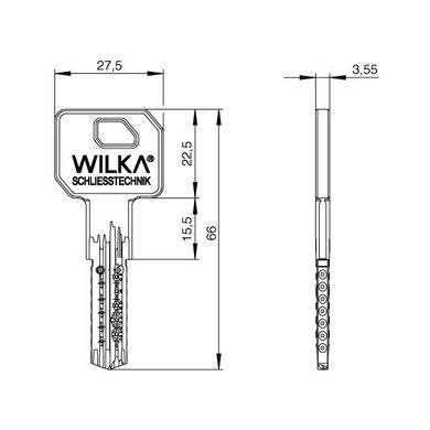 Циліндр WILKA 3605 Carat S (45x45T) ключ-тумблер матовий нікель 49-486 фото
