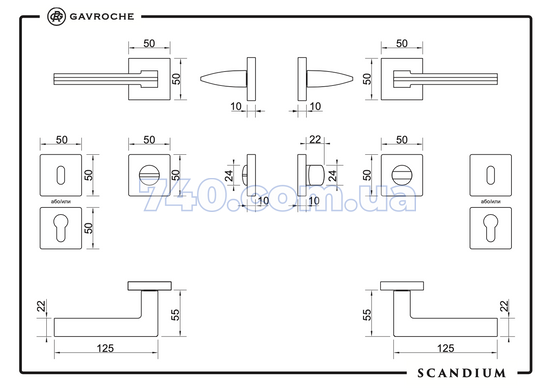 Дверна ручка GAVROCHE Scandium-Sc A3 чорний 49-216 фото