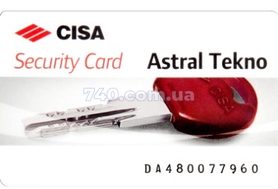 Дверний циліндр Cisa Astral Tekno 70 мм (35х35Т) ключ-тумблер, хром 40-0038334 фото