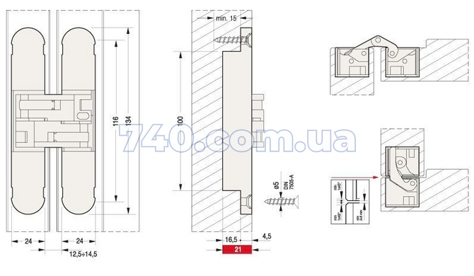 Дверна завіса CEAM 1130 3D цинк 40-00113016 фото