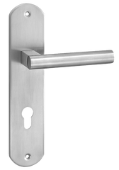 Ручка дверная на планке под цилиндр LINDE LEON S-1480-85 SS нержавеющая сталь 44-1183 фото