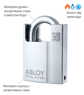 Замок висячий Abloy PL342 Sentry BA66EE 2key str_b nr_shackle 25мм 10мм box 44-3447 фото