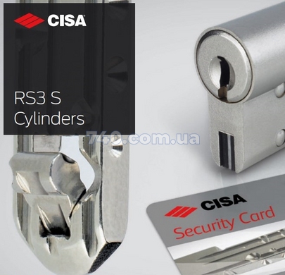 Дверний циліндр Cisa RS-3S 80 мм(50хШток) ключ-тумблер хром довжина штока до 80 мм 40-0038239 фото