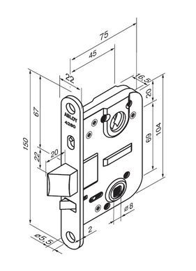 Замок врізний Abloy fin 4260 right bs45мм 69мм JME 22мм w/o_sp 44-7570 фото