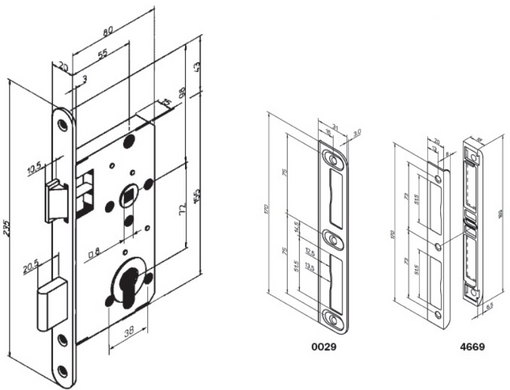 Замок врізний ABLOY 1-WAY DIN 4292 CR R/L BS55мм 72мм FIRE w/o_SP 50-1273 фото