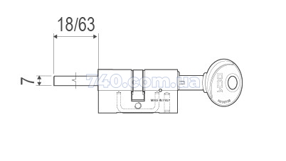 Цилиндр AGB ScudoDCK/70мм, шток-ключ, 35X35T, матовый никель 44-7443 фото