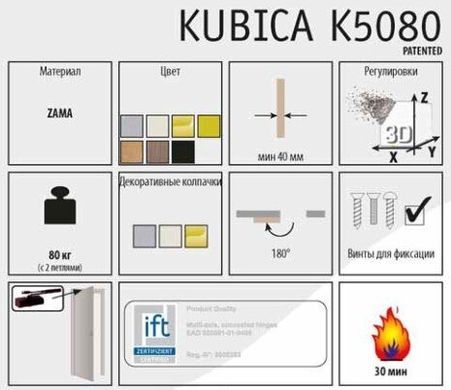 Дверна прихована завіса KOBLENZ K5080 матовий хром 40-0035674 фото