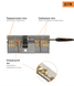 Циліндр RB DIN_KT D7R 70 NST 35x35T TO_NST CAM30 5KEY TR_BLACK_INS P.70 50-470 фото 6