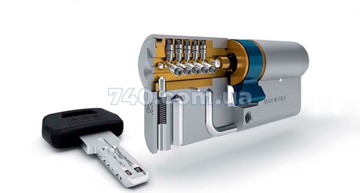 Циліндр AGB ScudoDCK/90мм, шток-ключ, 45X45T матовий нікель 44-7446 фото