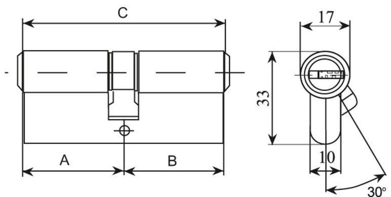 Циліндр RDA 80 мм (40x40) ключ-ключ антична латунь 12888 фото