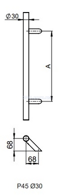 Дверная ручка-скоба WALA P45D Ø30, X=380, L=580 нержавеющая сталь матовая (двухсторонняя) 44-7297 фото