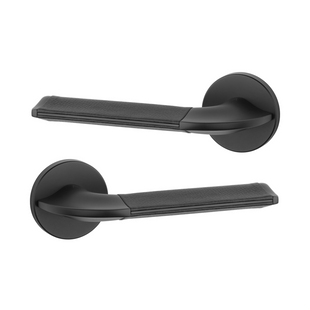 Дверна ручка APRILE Detazia R 7S AS чорний матовий/ чорна шкіра BK/BLACK LEATHER 49-1060 фото