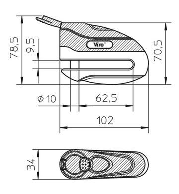 Замок VIRO MOTO HAMMER STAINLESS_STEEL 2KEY 40-00029453 фото