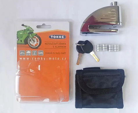Мотозамок із сигналізацією TOKOZ MOTO ALARM (2 ключі) хром блискучий 50-1623 фото