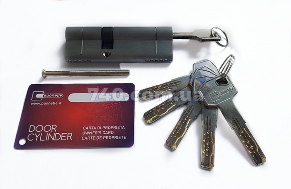 Цилиндр Buonellе B10CC5040SCX6 50x40 мм ключ/ключ, 5 ключей + 1 монтажный ключ, xром матовый 62924 фото